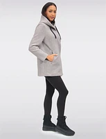 Chic Bouclé Wool Knit Zip-Up Hooded Winter Parka Jacket by Saki