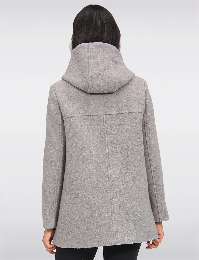 Chic Bouclé Wool Knit Zip-Up Hooded Winter Parka Jacket by Saki