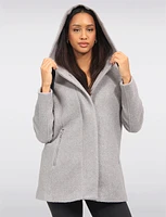 Chic Bouclé Wool Knit Zip-Up Hooded Winter Parka Jacket by Saki