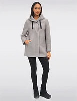 Chic Bouclé Wool Knit Zip-Up Hooded Winter Parka Jacket by Saki