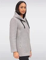 Chic Bouclé Wool Knit Zip-Up Hooded Winter Parka Jacket by Saki