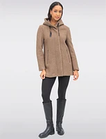 Chic Bouclé Wool Knit Zip-Up Hooded Winter Parka Jacket by Saki