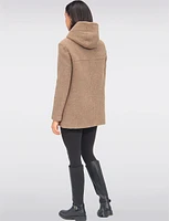 Chic Bouclé Wool Knit Zip-Up Hooded Winter Parka Jacket by Saki