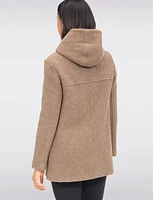 Chic Bouclé Wool Knit Zip-Up Hooded Winter Parka Jacket by Saki