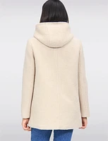 Cozy Bouclé Knit High Collar Wool Trench Coat with Integrated Hood by Saki