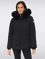 Luna Vegan Chic Faux Fur Trim Hooded Quilted Polyloft Jacket by Saki