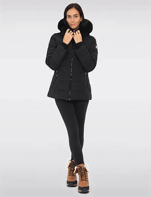 Luna Vegan Chic Faux Fur Trim Hooded Quilted Polyloft Jacket by Saki