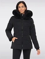 Luna Vegan Chic Faux Fur Trim Hooded Quilted Polyloft Jacket by Saki