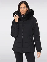 Luna Vegan Chic Faux Fur Trim Hooded Quilted Polyloft Jacket by Saki