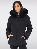 Luna Vegan Chic Faux Fur Trim Hooded Quilted Polyloft Jacket by Saki