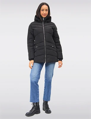 Vegan Eco-Down Winter Puffer Jacket With Detachable Hood by Saki