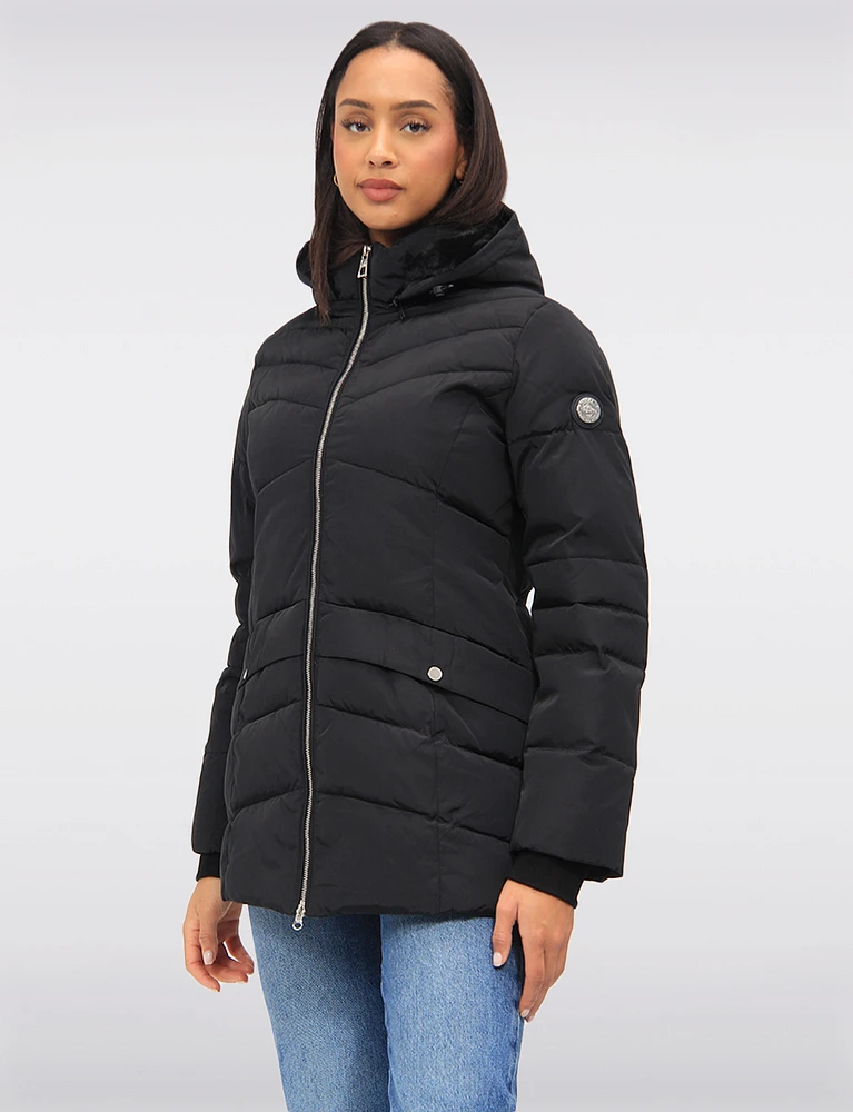 Vegan Eco-Down Winter Puffer Jacket With Detachable Hood by Saki