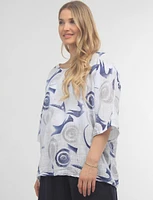 Circle Print Cotton Round Neckline Short Sleeve Top By Froccella