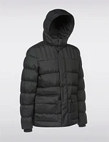 Quilted Attached Hood Drawstring Recycled Insulation Puffer Jacket by Geox