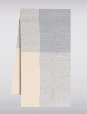 Sophisticated Cotton-Blend Soft Color-Block Scarf with Pleated Design by Saki