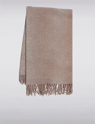 Luxuriously Soft Cotton Blend Pleated Scarf with Fringes by Saki