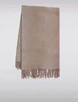 Luxuriously Soft Cotton Blend Pleated Scarf with Fringes by Saki