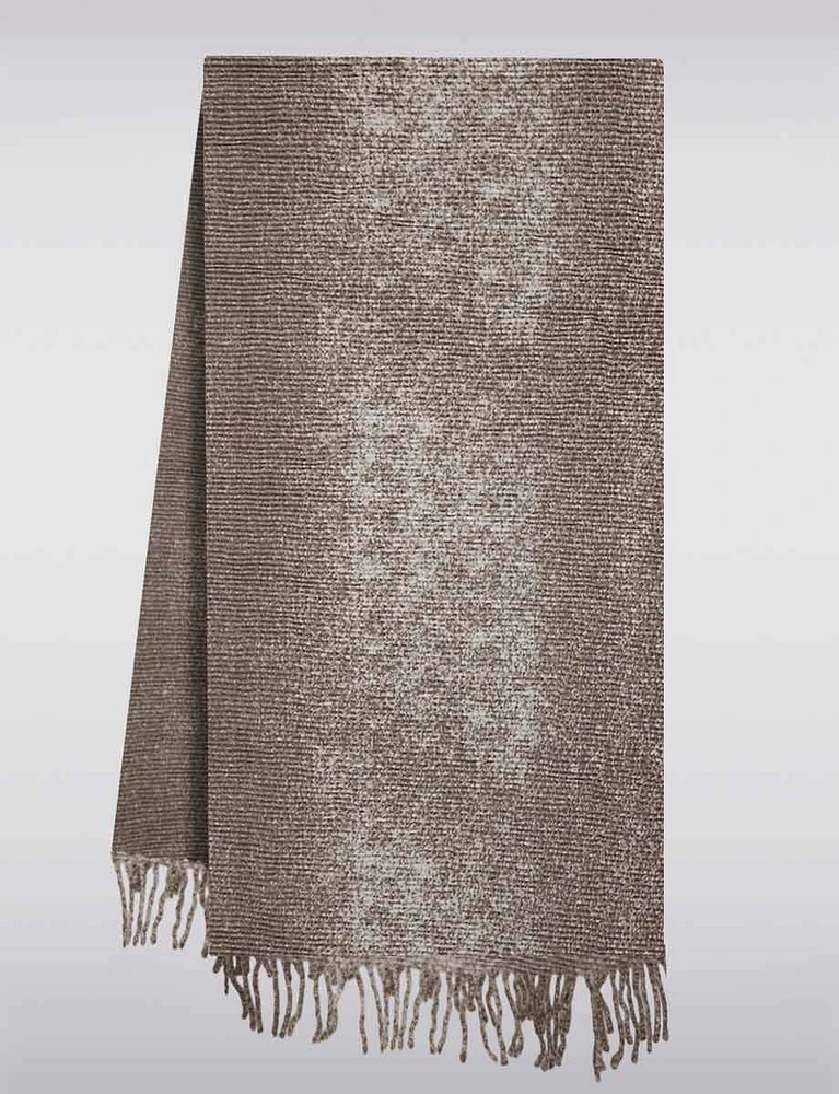 Luxuriously Soft Cotton Blend Pleated Scarf with Fringes by Saki