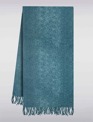 Luxuriously Soft Cotton Blend Pleated Scarf with Fringes by Saki