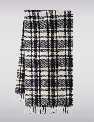 Timeless Soft Oblong Plaid Scarf with Fringed Edges by Saki