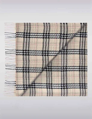 Soft Touch Cozy Plaid Woven Scarf with Fringes on Both Sides by Saki