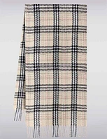 Soft Touch Cozy Plaid Woven Scarf with Fringes on Both Sides by Saki