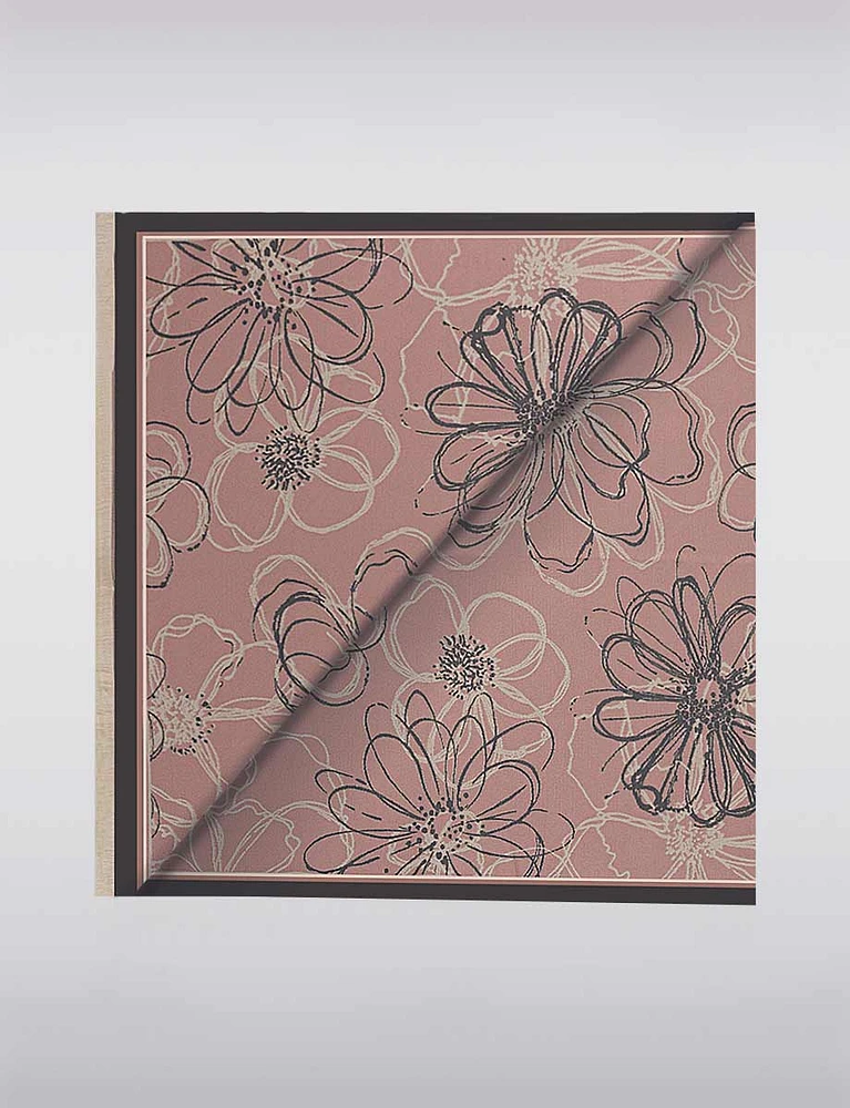 Exquisite Abstract Floral Print Scarf with Delicate Fringe by Saki