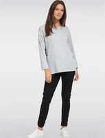 Long Sleeves Side Button Details Heather Grey Cozy Knit Sweater by Vamp