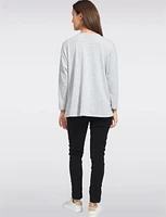 Long Sleeves Side Button Details Heather Grey Cozy Knit Sweater by Vamp