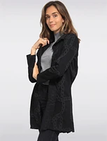 Long-Sleeve Draped-Front Jacquard Knit Overcoat by Vamp