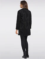 Long-Sleeve Draped-Front Jacquard Knit Overcoat by Vamp