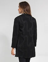 Long-Sleeve Draped-Front Jacquard Knit Overcoat by Vamp