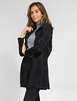 Long-Sleeve Draped-Front Jacquard Knit Overcoat by Vamp