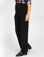 Black High-Rise Loose Fit Wide-Leg Stretch Palazzo Pants by Amani Couture