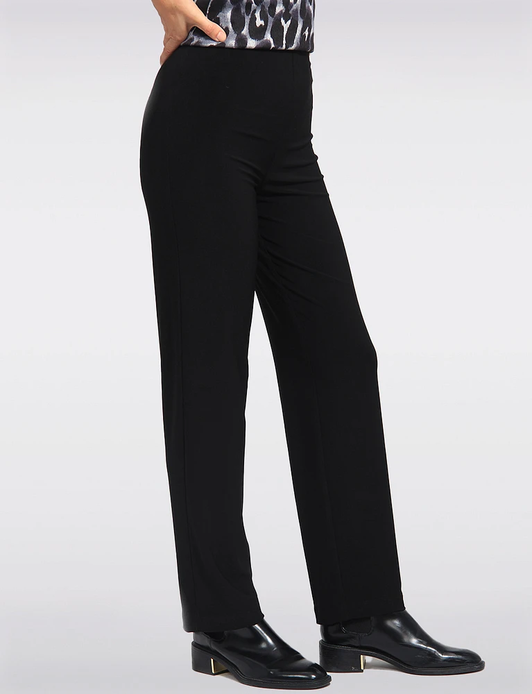 Stretch High Rise Relaxed Fit Black Pull-On Pants by Amani Couture.