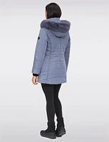 Hooded Satin Finish Eco-Down Puffer Jacket with Removable Fur Trim by Northside