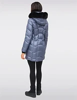 Vegan Wavy Quilted Parka Detachable Faux Fur Trimmed Hood by Northside