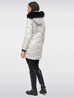 Vegan Wavy Quilted Parka Detachable Faux Fur Trimmed Hood by Northside