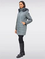 Vegan Quilted Two-textured Faux Fur Trimmed Hooded Coat by Northside