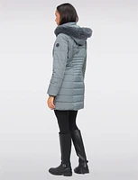 Vegan Quilted Two-textured Faux Fur Trimmed Hooded Coat by Northside