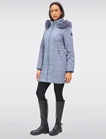 Vegan Quilted Two-textured Faux Fur Trimmed Hooded Coat by Northside