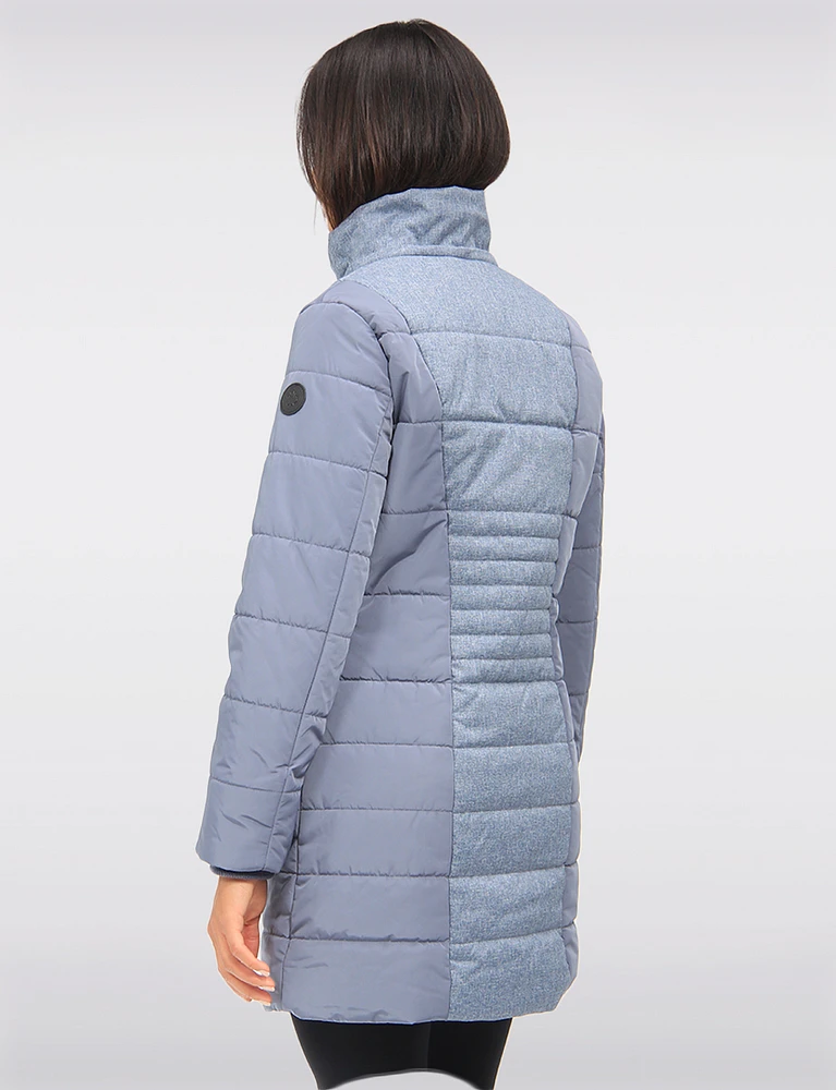 Vegan Quilted Two-textured Faux Fur Trimmed Hooded Coat by Northside