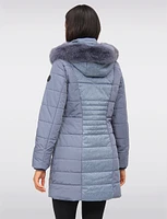 Vegan Quilted Two-textured Faux Fur Trimmed Hooded Coat by Northside