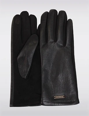 Chic Black Touchscreen Friendly Ultra-Soft Stretch Vegan Leather Gloves by Saki