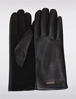 Chic Black Touchscreen Friendly Ultra-Soft Stretch Vegan Leather Gloves by Saki