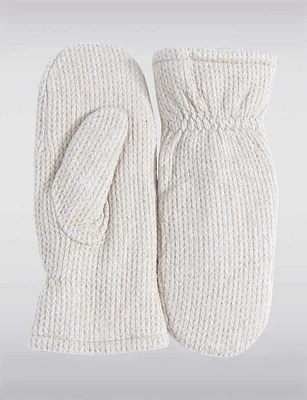 Warmth & Style Cable Knit Mittens with Faux Fur Lining Elastic Cuffs by Saki