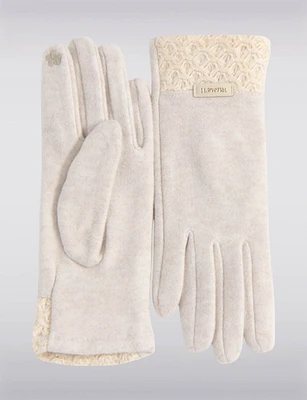 Elegants Stretch Vegan Wool Gloves with Tweed Detailed Cuff by Saki