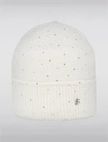 Soft Elegant Rhinestone-Adorned Knit Beanie with Glimmering Accents by Saki