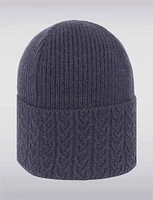 Classic Cable-Knit Winter Beanie with a Stylish Wide Turned-Up Brim by Saki