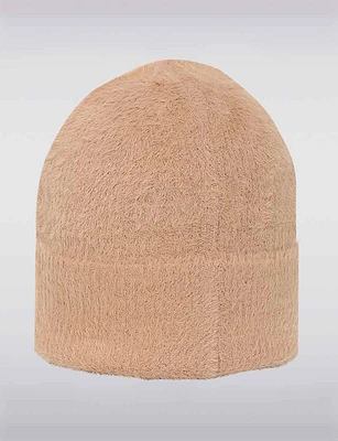 Soft Solid Plush Beanie with Turned-up Brim by Saki